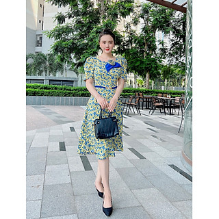 ĐẦM XÒE HOA TIỂU THƯ CỔ KẾT HOA HỒNG – M05