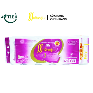 Giấy Vệ Sinh HÀ NỘI SILK 3 lớp Tím Có Lõi Cao Cấp (Tặng Khăn giấy rút Hà Nội 150 tờ)