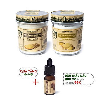 Combo 2 Bột đắp mặt gồm Yến Mạch 125g và Khoai Tây 125g UMIHOME  hữu cơ - Tặng Dầu Thầu Dầu 10ml