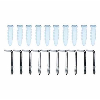 Gói 20 Móc Chữ L Kèm Tắc Kê Nhựa Tiện Dụng