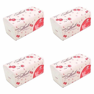 Combo 4 gói Khăn giấy rút silkwell 280 tờ Cherry đỏ