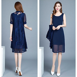 ĐẦM KÈM ÁO KHOÁC PHỐI REN