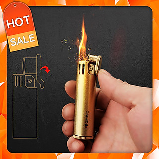 Bật Lửa Hột Quẹt Xăng Đá Promise BNC-015 Đánh Lửa Tự Động Buồng Chắn Gió Hiện Đại