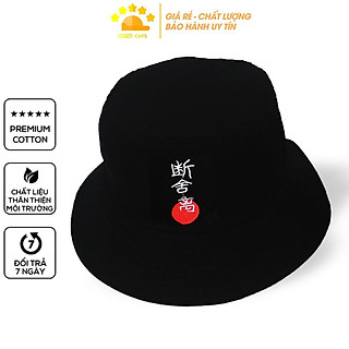 Mũ Bucket Nón Bucket Tai Bèo Nam Nữ Chữ Tàu Đen Vải Kaki Unisex