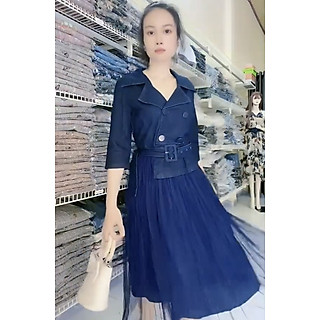 Đầm dự tiệc vest phối xếp ly cao cấp