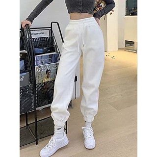 Quần jogger nỉ bông cotton dày dài 95cm bo chun trendy nhiều màu