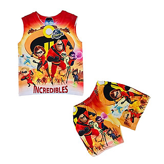 Đồ Bộ Thun Ba Lỗ In 3D cho bé trai hình gia đình siêu nhân