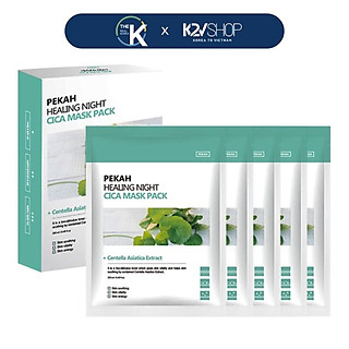 Mặt Nạ Dưỡng Ẩm Hỗ Trợ Giảm Mụn Và Thâm Chiết Xuất Rau Má PEKAH HEALING NIGHT Cica Mask Pack 1 HỘP 5 MIẾNG