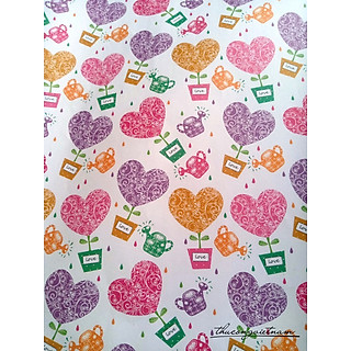 Giấy gói quà lụa họa tiết trái tim