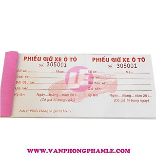 Phiếu giữ xe ô tô (Cuốn)