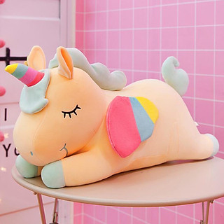 Gấu Bông Kỳ Lân Nằm Dễ Thương, Ngựa Một Sừng Unicorn Nằm Siêu Mềm Mịn (30cm--->60cm) Gối Ôm Kỳ Lân Đáng Yêu Hàng Cao Cấp