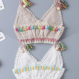 Áo bra len móc bikini đi biển đồ bơi mùa hè 2023