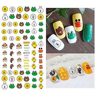 Sticker 3D Gấu Brown, Thỏ Cony, Vịt Sally - Hình dán móng tay