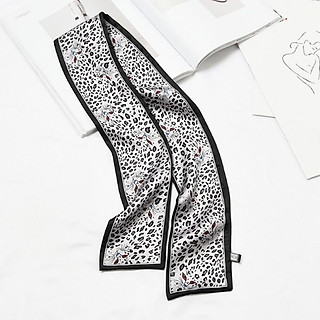 Khăn quàng cổ nữ Hàn Quốc mèo đốm - Khăn choàng cổ hai mặt da báo 9x98cm