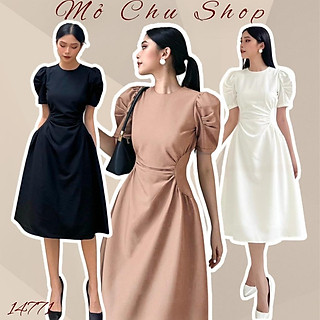 ĐẦM XOÈ CỔ TRÒN XẾP LI EO