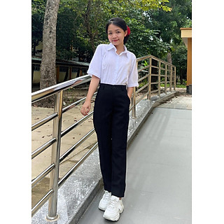 Quần tây đi học ống đứng màu đen đồng phục học sinh nữ