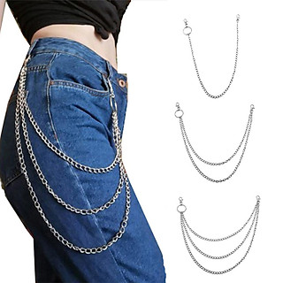 3 Pieces Wallet Waist Chain Pants Biker Layered Necklace Keychain Accessory
