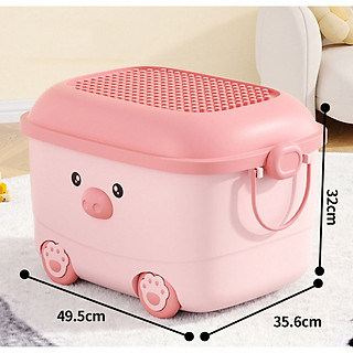 Thùng Đựng Đồ Chơi Cho Bé Nubie, Hộp Đựng Đồ Dùng Đa Năng Có Bánh Xe Cho Bé, Mặt Bàn Chơi Lắp Ráp