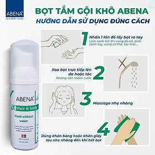 Bọt dầu gội tắm khô Abena làm sạch dịu nhẹ an toàn cho da - Nhập Khẩu Đan Mạch (Chai 50ML) Date T9/2023