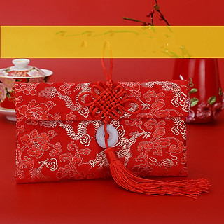 Bao Lì Xì Vải Gấm Họa Tiết Rồng Phụng PASA COLLECTION Cao Cấp Đính Ngọc Bội May Mắn