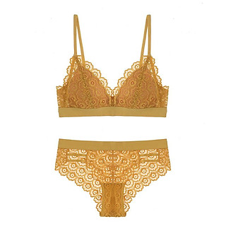 Bộ Đồ Lót Nữ Gợi Cảm Nở Hoa Ren Áo Ngực Và Quần Bộ 3/4 Ly Yếm Gợi Cảm Bộ Nữ - S