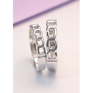 Nhẫn đôi bạc nhẫn cặp bạc đẹp đính đá cách điệu ND0340