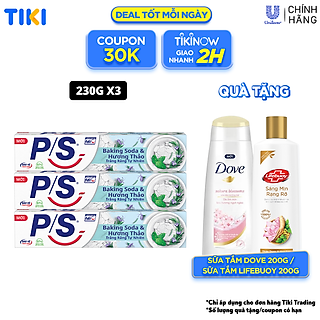 Bộ 3 Hộp Kem Đánh Răng P/S Thiên Nhiên Baking Soda - Hương Thảo Trắng Răng Tự Nhiên 230G