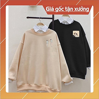 Áo sweater nỉ đôi bạn(ảnh thật video tự chụp), áo sweater đôi bạn Trà Sữa siêu xinh