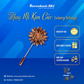 CÀI ÁO HOA CÚC NHỎ KT: 6.5 X 3.2 CM, ĐỒNG MẠ VÀNG