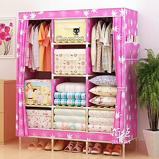 Tủ vải khung gỗ 3 buồng 8 ngăn