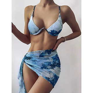 Năm 2021 In Mới Thể Thao Bandeau Đẩy Lên Bikini Gợi Cảm Đá Cẩm Thạch Nữ Đồ Bơi Cao Cấp Đồ Bơi Nữ Bộ Đồ Tắm Mặc Đi Biển - XL