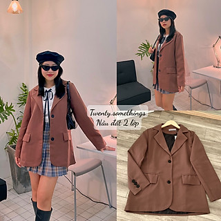 Áo Blazer Nâu Đất 2 Lớp (ảnh thật/sẵn/video)