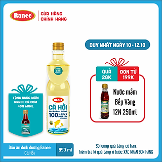 Dầu ăn Dinh Dưỡng Ranee Cá Hồi 950ml + Tặng kèm nước mắm Ranee dinh dưỡng 60ml 40 độ đạm
