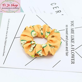 Dây cột tóc vải scrunchies quả bơ