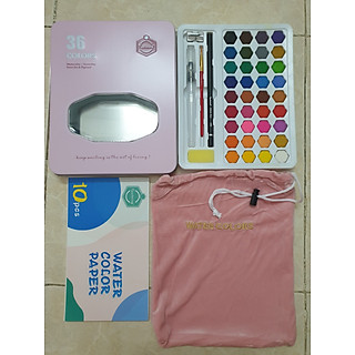 Bộ 36 Màu Nước Keep Smiling Cao Cấp Kèm Bút Nước, Bút Lông, Bút Chì, Gọt Chì, Miếng Mút