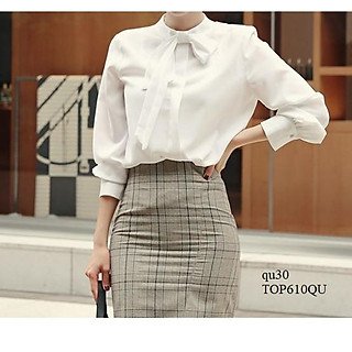 TOP502 ÁO SƠ MI TRẮNG CỔ TRỤ