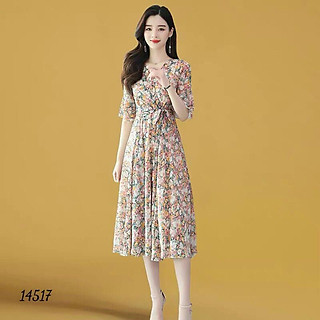 Đầm voan chiffon hoa (Free/big size XL, 2XL)