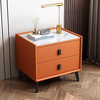 Tủ đầu giường thông minh, Tab đầu giường thông minh bọc da, mặt đá 3D, khoá vân tay