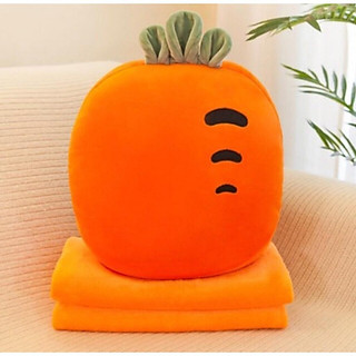 Bộ chăn gối văn phòng 2in1 trái cây chăn lông 2 mặt dài 1m6