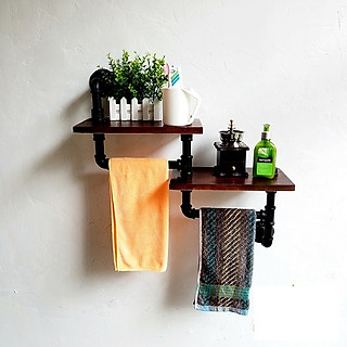 Kệ ống nước kệ treo tường 2 tầng decor trang trí vintage bằng ống săt bền đẹp trang trí sáng tạo