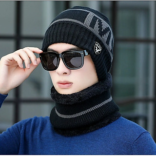 Nón mũ len nam 2 lớp tặng kèm khăn cổ thu đông ấm áp dona23122201