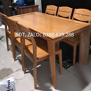 Bộ bàn ăn gỗ sồi 1m6 + 6 ghế hiện đại