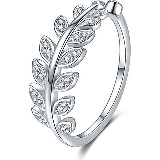 Nhẫn nữ nhành lá đính đá trẻ trung thanh lịch