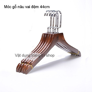 Bộ 10 Móc gỗ treo quần áo, móc gỗ nâu đầu gỗ vuông