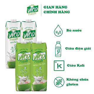 COMBO 4 HỘP NƯỚC DỪA VICO FRESH 1L (2 XIÊM, 2 DỨA)