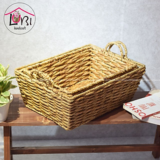 Lubihandicraft - Sọt đựng đồ đan lục bình côn đáy - mộc mạc, tinh tế - Bộ 2 Size L&M