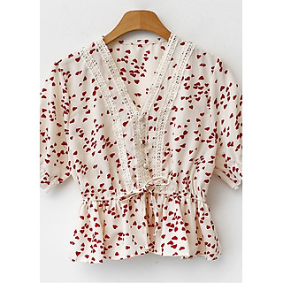 Áo Sơ Mi Họa Tiết Trái Tim Cách Điệu Freesize