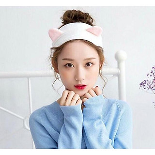 Băng đô bông -băng đô đa năng - băng đô tai mèo trắng.