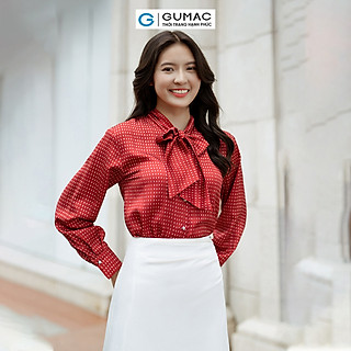 Set lẻ Áo kiểu buộc nơ thời trang GUMAC AD06007 - Chân váy xếp ly họa tiết VD06054