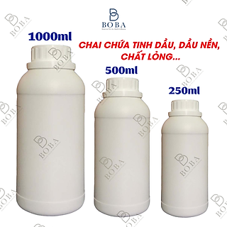 Chai Nhựa Trắng Đục HPDE, Loại Dày, Nắp Garanti Dung tích 1000ml. 500ml và 250ml Chứa Tinh Dầu, Dầu Nền- BOBA NATURALS